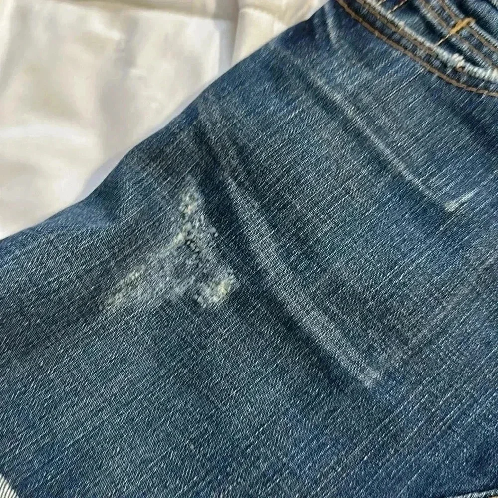 Gap denim mini jean skirt size 1 distressed